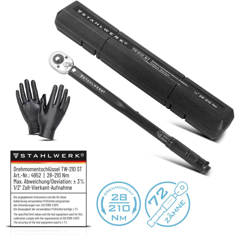 foto del prodotto stahlwerk chiave dinamometrica tw 210 st 28 210 nm 1 2 pollici con scala micrometrica