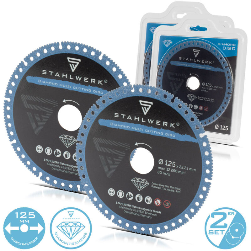 foto del prodotto stahlwerk set di 2 dischi diamantati multi taglio acciaio porcellana marmo pvc