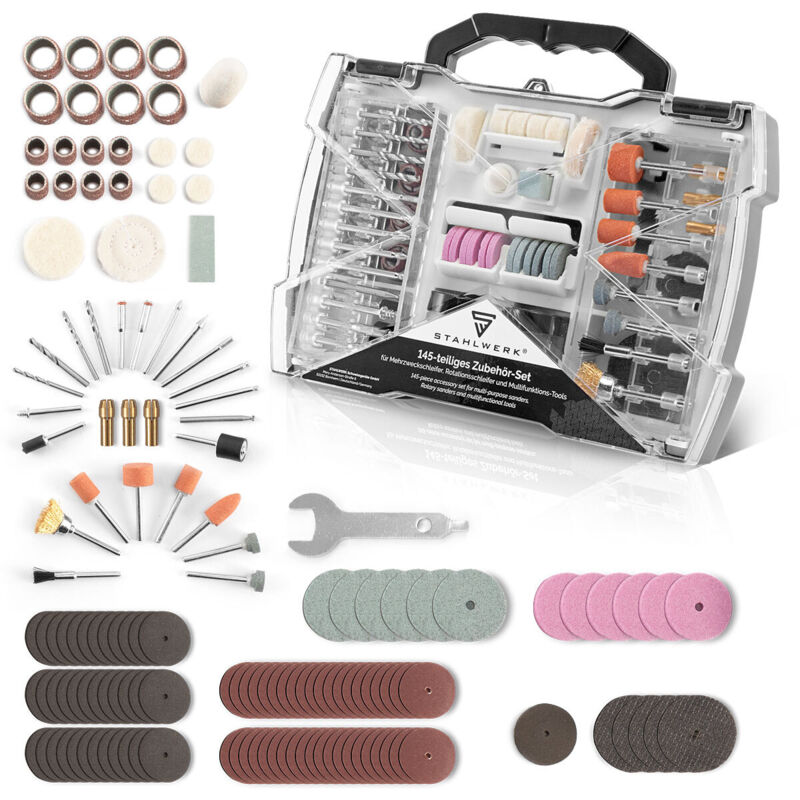 foto del prodotto stahlwerk set di accessori da 145 pezzi per smerigliatrici multiuso