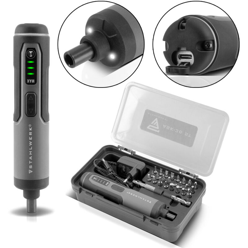 foto del prodotto stahlwerk set di cacciaviti a batteria ask 36 st, 25 pezzi motore 3,6 v 1300 mah