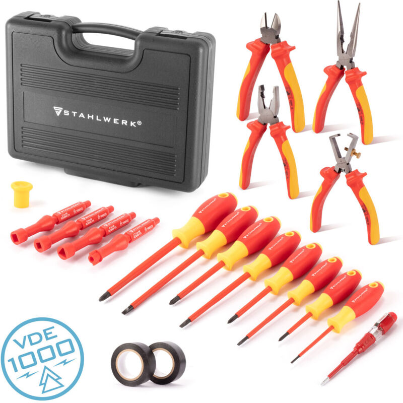 foto del prodotto stahlwerk set di cacciaviti e pinze isolate vde 1000v da 20 pezzi