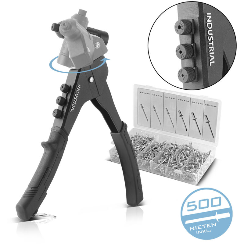 foto del prodotto stahlwerk set di pinze per rivettare pinze per rivettare cieche a 360 