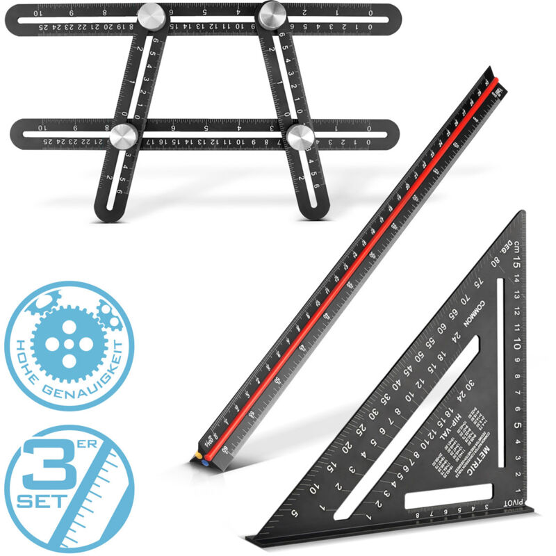 foto del prodotto stahlwerk set di righelli con righello multi angolo, righello triangolare, triangolo angolare