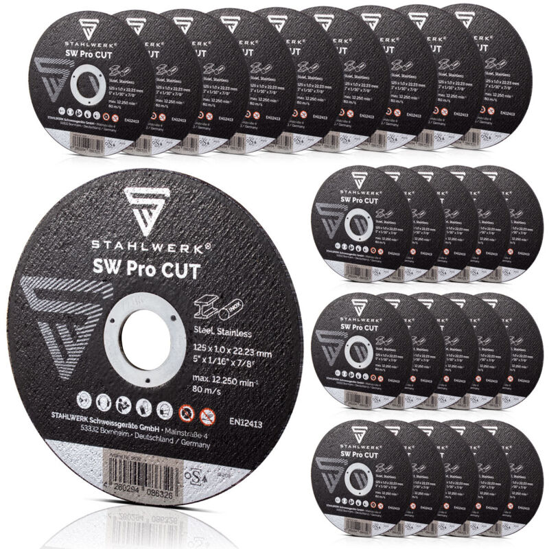 foto del prodotto stahlwerk sw pro cut set di 25 dischi da taglio 125 x 1,0 x 22,23 mm