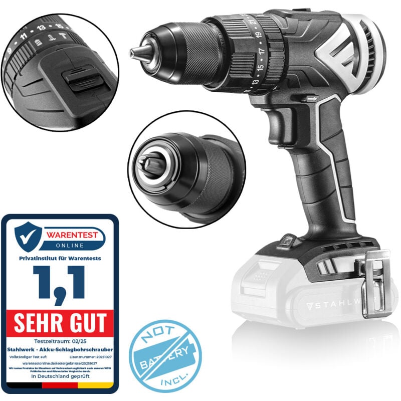 foto del prodotto stahlwerk trapano a percussione a batteria senza spazzole asb 20 st senza batteria sistema da 20 volt