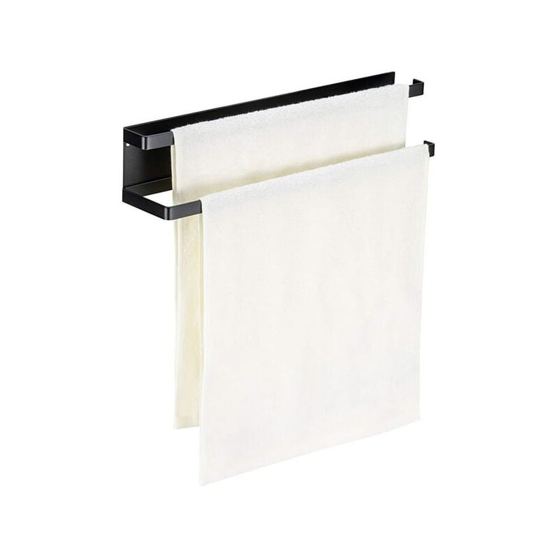 foto del prodotto stainless steel towel rack, self adhesive guest towel rack no drilling, adhesive bath towel rack with hooks for bathroom 40cm, brushed 