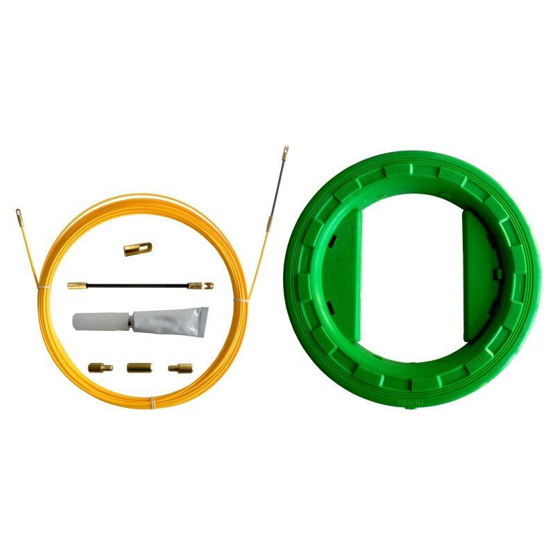 foto del prodotto stak sonda tiracavi in fibra di vetro, 3mm, 10 metri, con aspo e set di riparazione, gialla velamp sfull 010