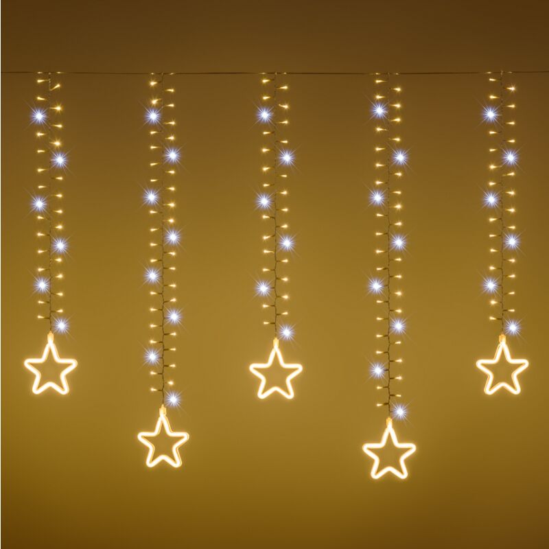 foto del prodotto stalattite decorata con stelle luminose con led smd neon bianco caldo per interno ed esterno