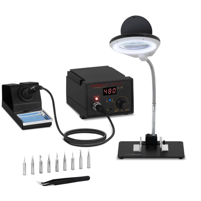 foto del prodotto stamos stazione di saldatura professionale con lampada di ingrandimento 1 display led