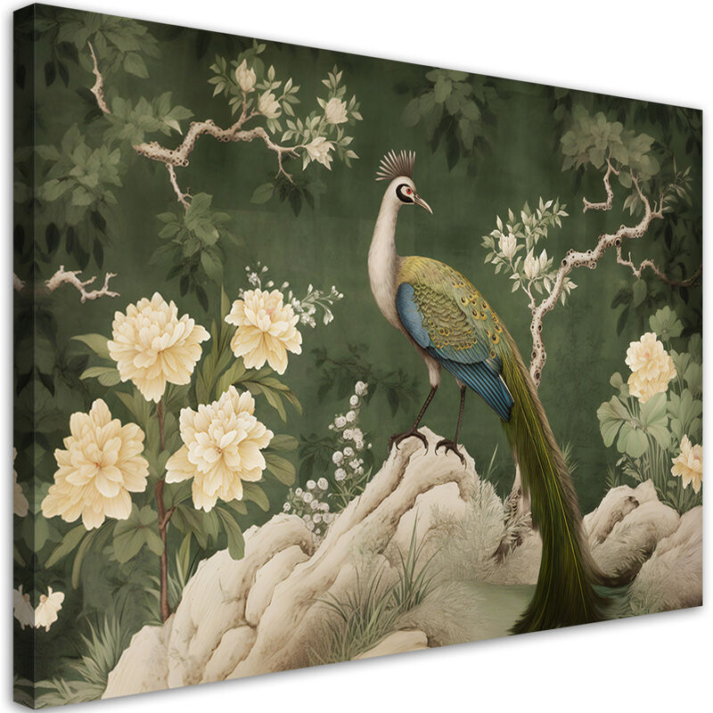 foto del prodotto stampa su tela, verde pavone orientale - 90x60
