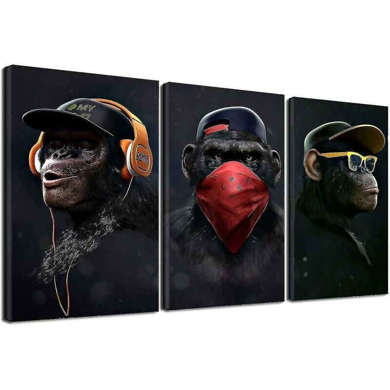 foto del prodotto stampa su tela wise monkeys stampa su tela per soggiorno arredamento moderno per la casa 30x50cm solo 3 pezzi