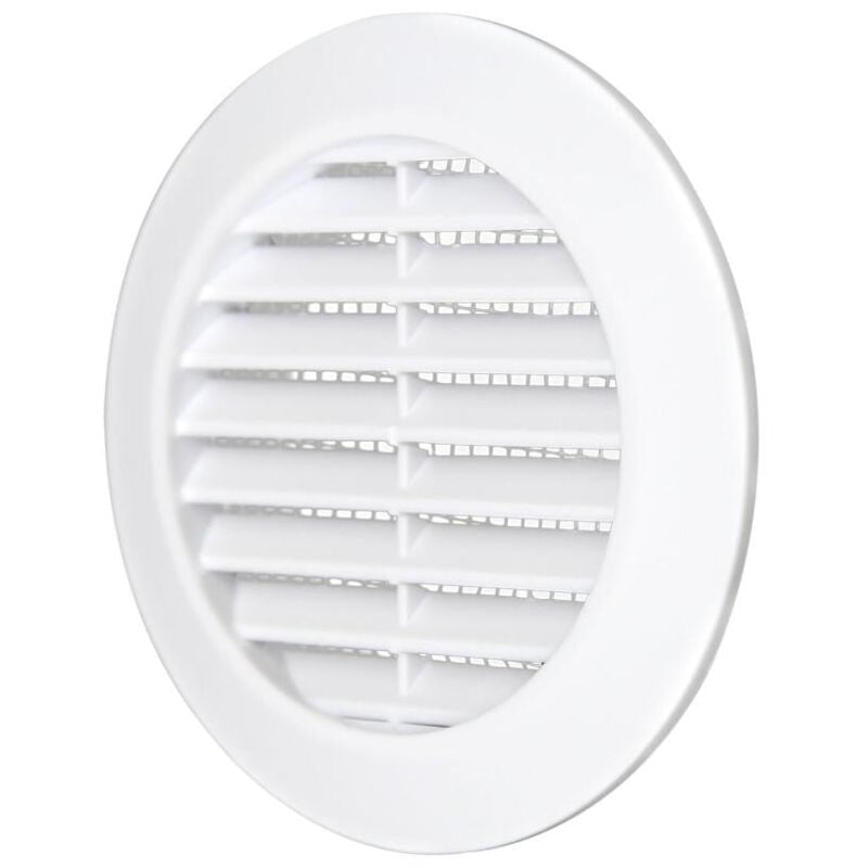 foto del prodotto stampast srl griglia d aerazione tonda in abs bianca da incasso con rete 6 cm