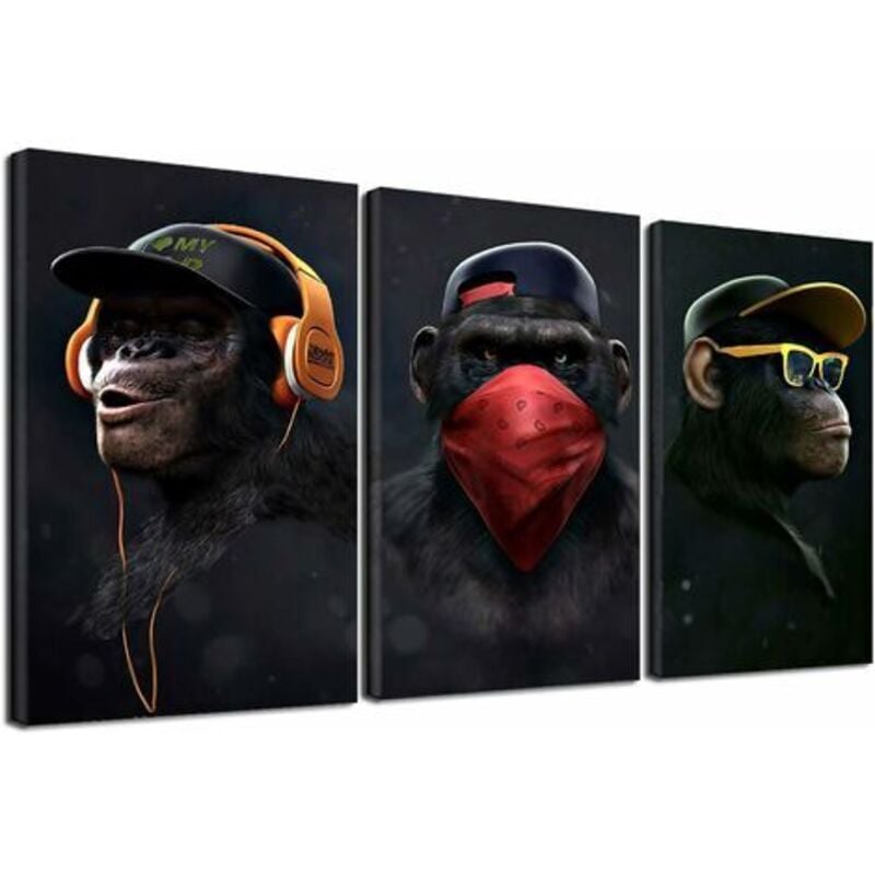 foto del prodotto stampe su tela smart monkey stampe su tela per soggiorno design di interni moderno 30x50 cm 3 pezzi senza cornice, nucleo dipinto