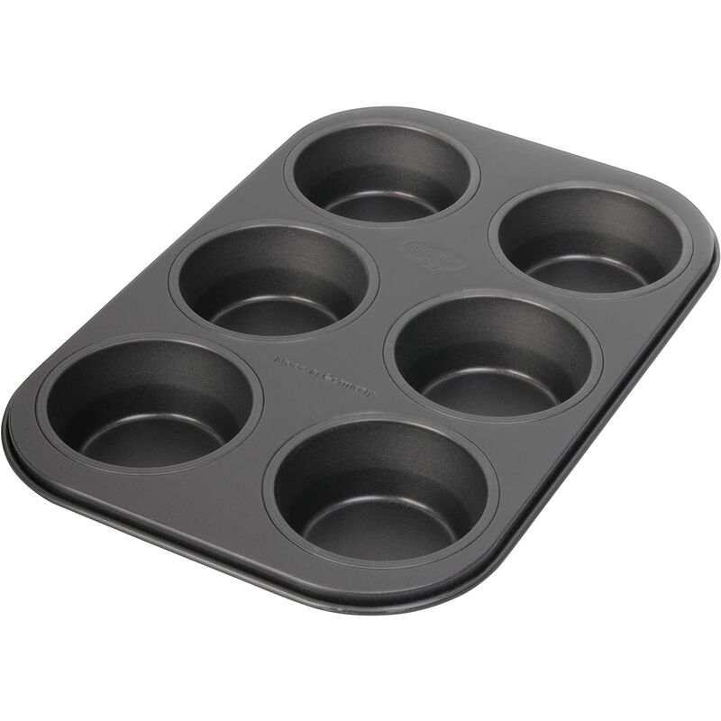 foto del prodotto stampo da 6 muffin in alluminio antiaderente cm 20 x 33 x 3.7 ca 308