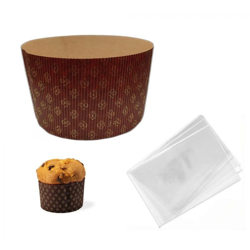 foto del prodotto stampo in carta forma panettone alto ondulato kg.1 pz.5 stampi pz.5 buste