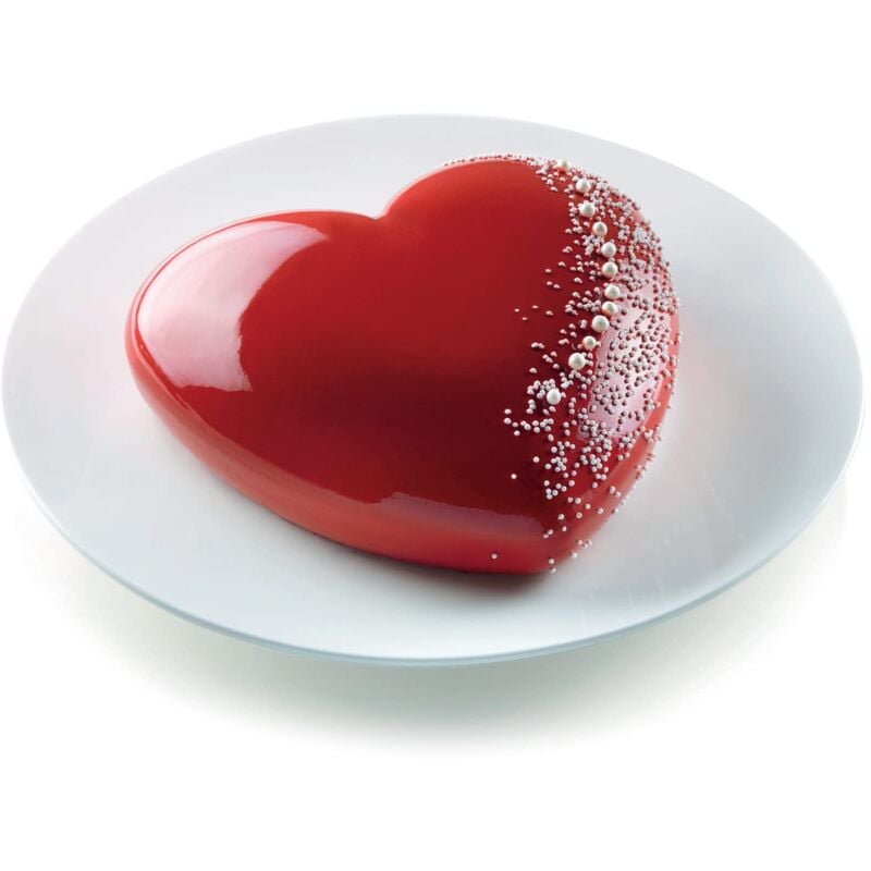 foto del prodotto stampo in silicone per torta cuore batticuore, antiaderente, confezione da 1 stampo per dolci, 3d design, 205 x 198 h 63 mm, volume 1500 ml, made in