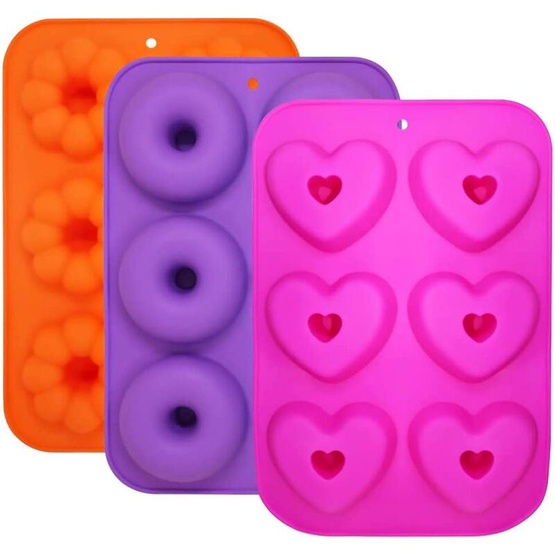 foto del prodotto stampo per ciambelle in silicone 3pz stampo per dolci antiaderente colorato