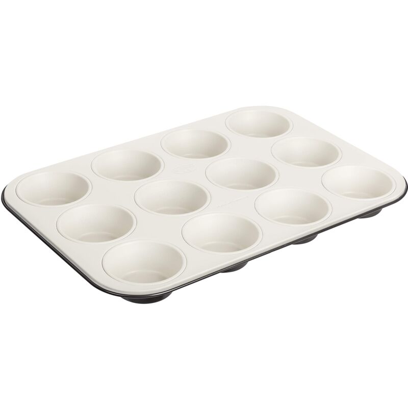 foto del prodotto stampo per muffin da 12 pezzi, 5 cm, in lamiera d acciaio, teglia da forno con rivestimento antiaderente rinforzato in ceramica colore 