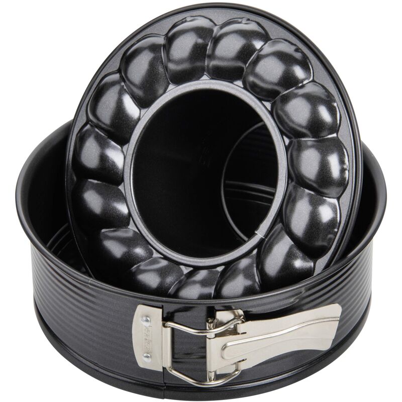 foto del prodotto stampo tortiera apribile a cerniera 2 fondi 18x6,5cm in acciaio carbon steel rivestito in antiaderente teflon classic temp max 230 c linea black