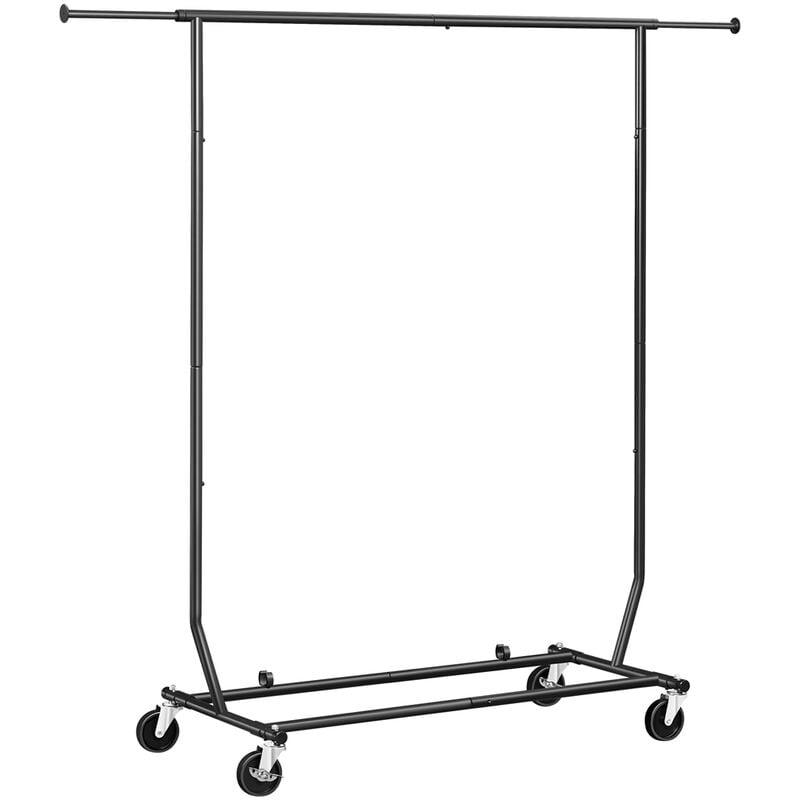 foto del prodotto stand appendiabiti con ruote da terra estensibile 130 190 cm in metallo cromato portabiti regolabile in altezza 165 178 cm portata 90 kg nero