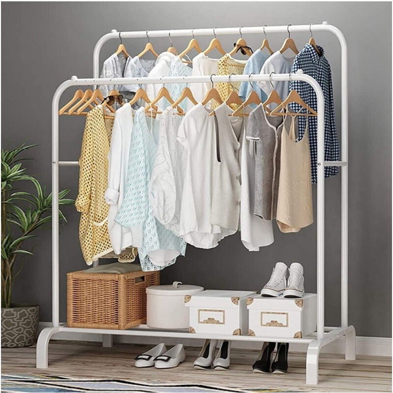 foto del prodotto stand appendiabiti da terra attaccapanni abiti 150 x 110 x 57mm doppio tw608 trade shop traesio