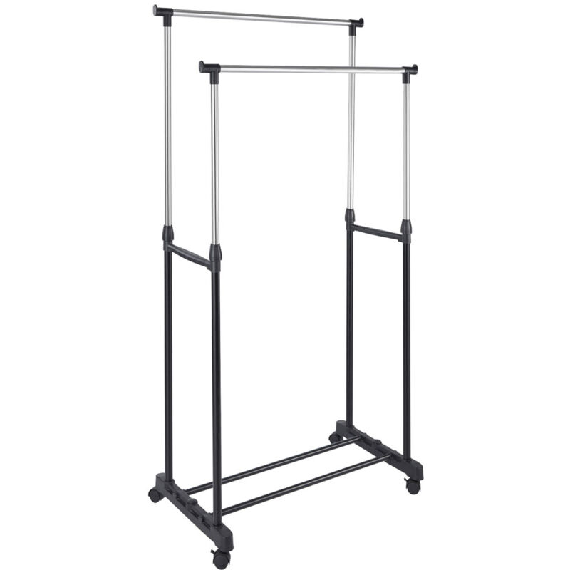 foto del prodotto stand appendiabiti doppio con ruote stender regolabile in altezza 80x40x160cm