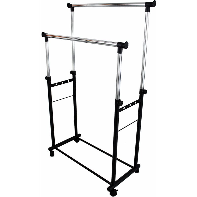 foto del prodotto stand appendiabiti doppio in acciaio con altezza regolabile 90 160 cm