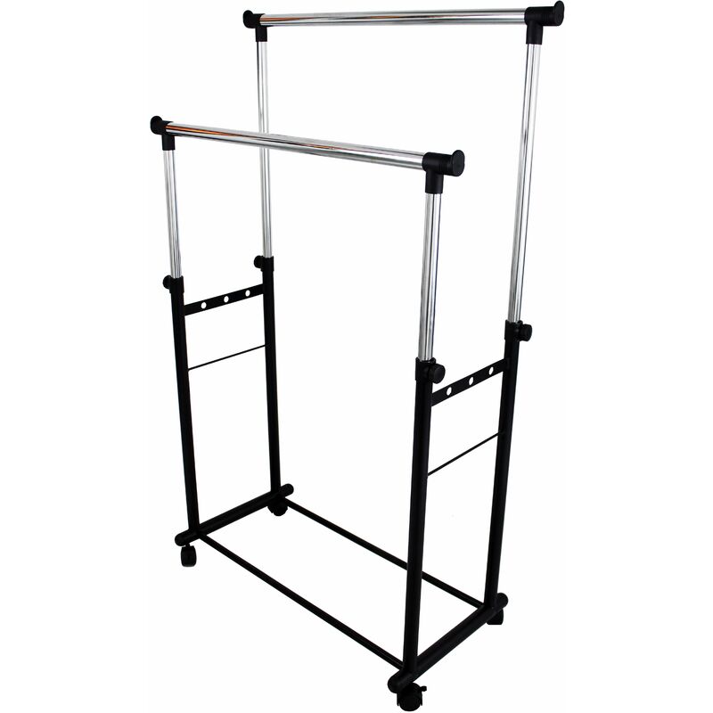 foto del prodotto stand appendiabiti doppio in acciaio con altezza regolabile 90 160 cm