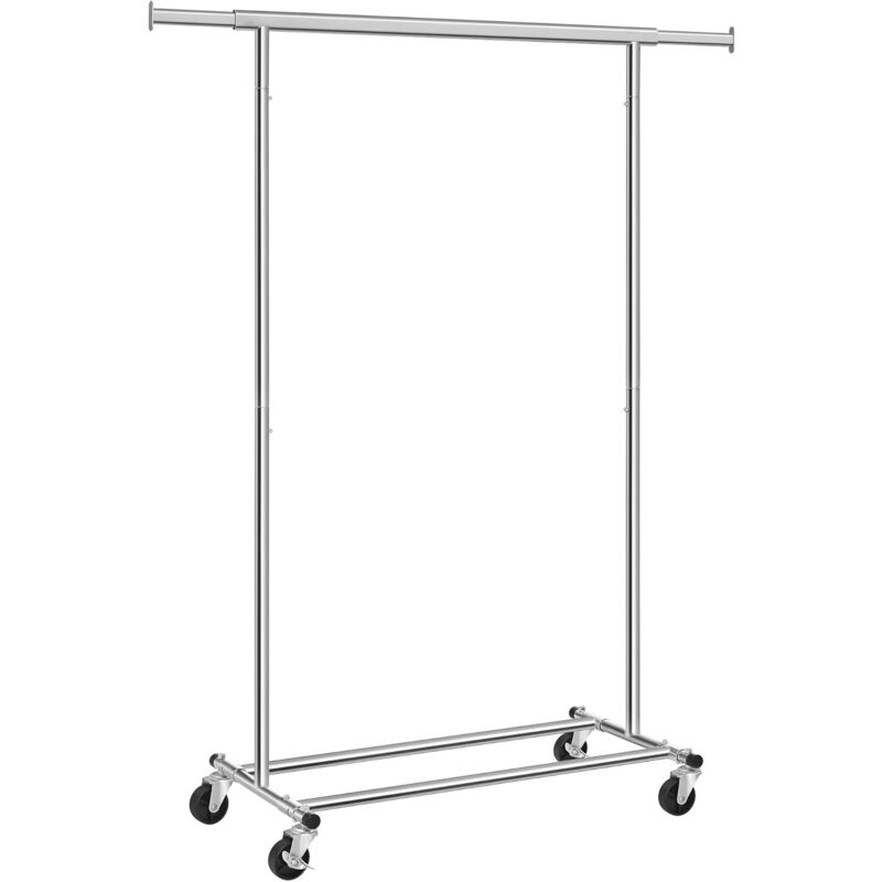 foto del prodotto stand appendiabiti portabiti metallico cromato carico massimo 90 kg con rotelle qualit industriale lunghezza 92 132 cm