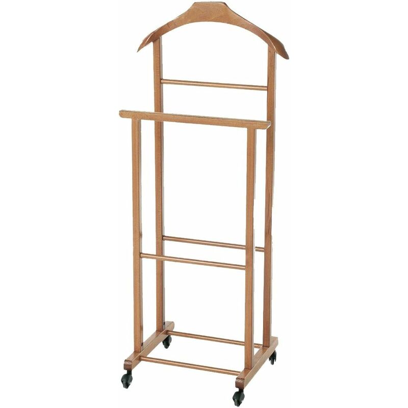 foto del prodotto stand indossatore doppio in legno porta abiti giacca vestito con ruote da camera da letto servo muto
