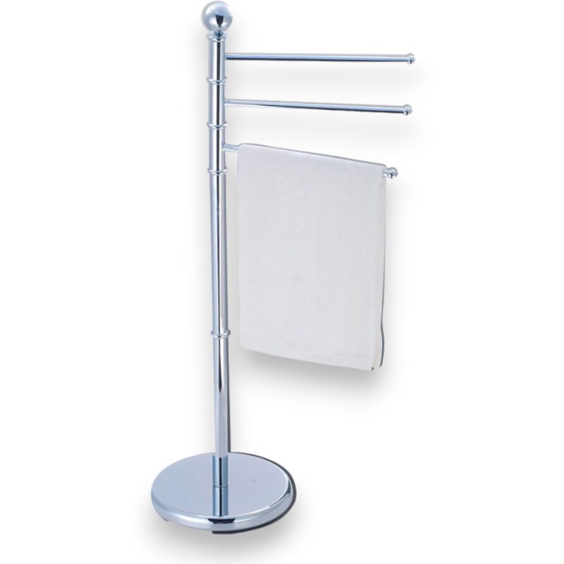 foto del prodotto stand porta asciugamani moderno h90 cm da bagno in acciaio inox
