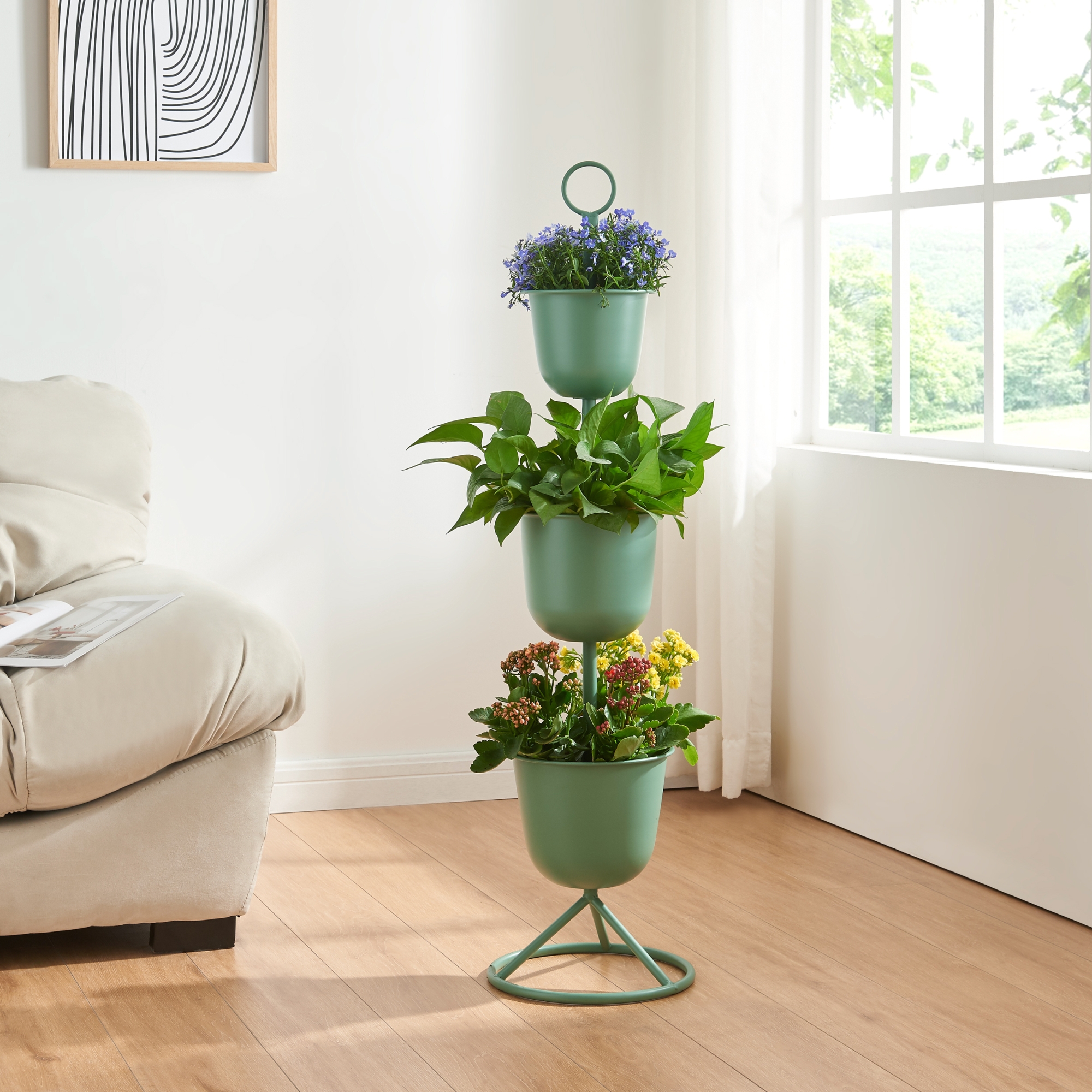 foto del prodotto stand portapiante alphen con 3 vasi verde en.casa 