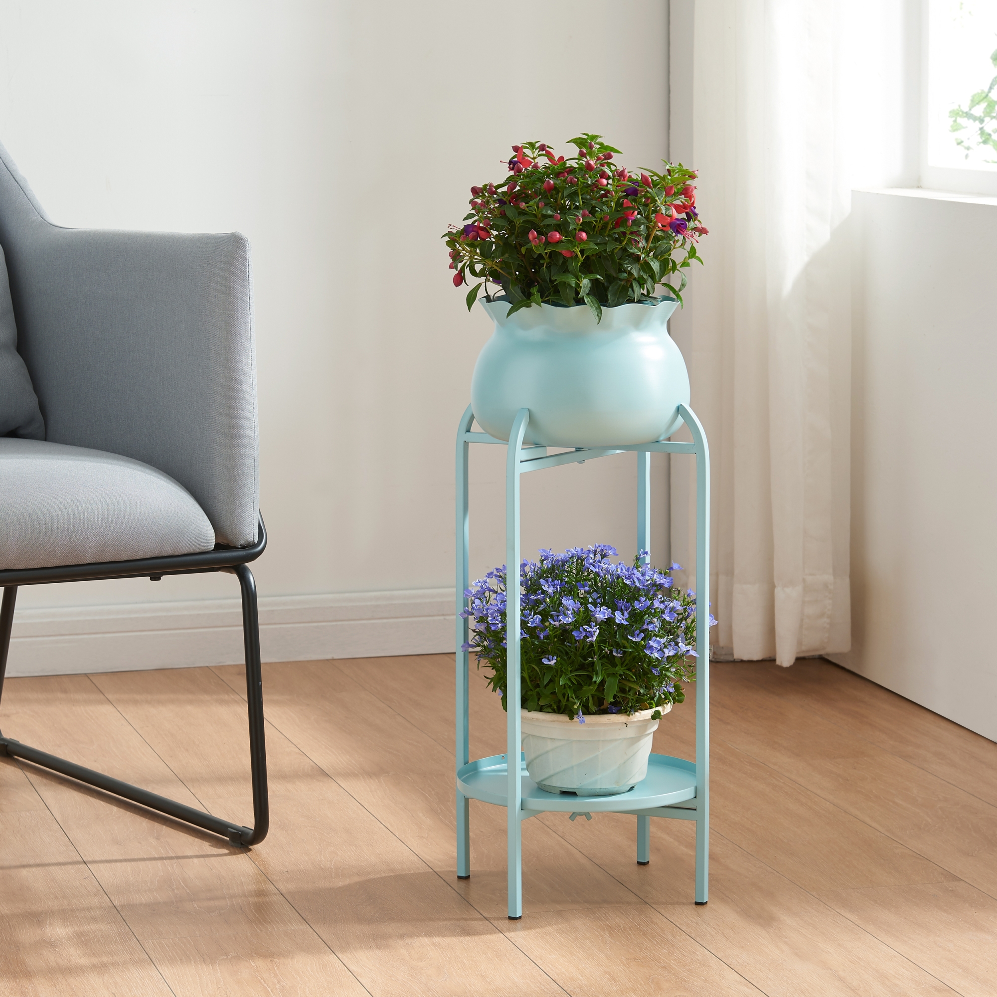 foto del prodotto stand portapiante altena 80,5 x 40 x 40 cm metallo azzurro en.casa 