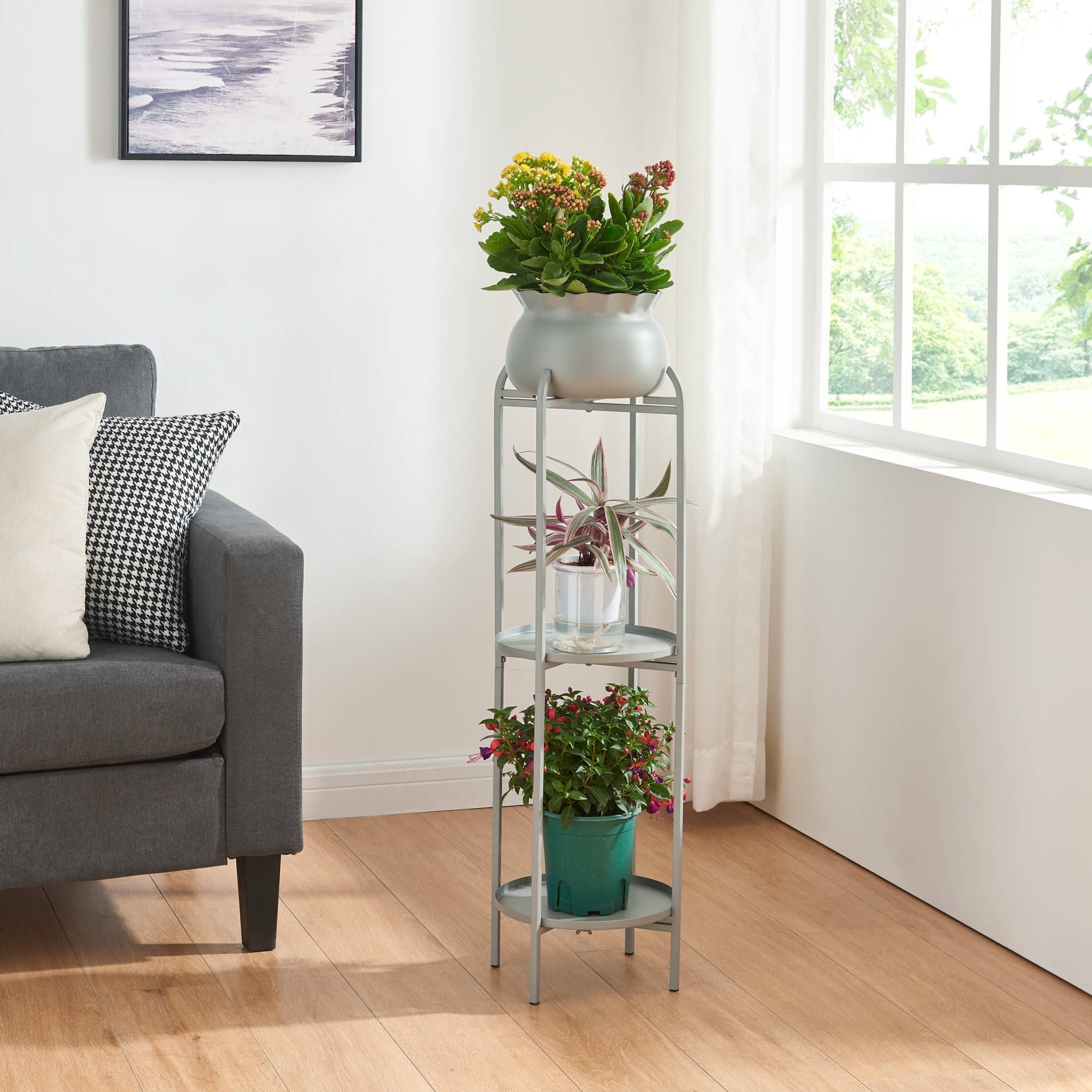 foto del prodotto stand portapiante altena 94,5 x 27 x 27 cm metallo grigio scuro en.casa 