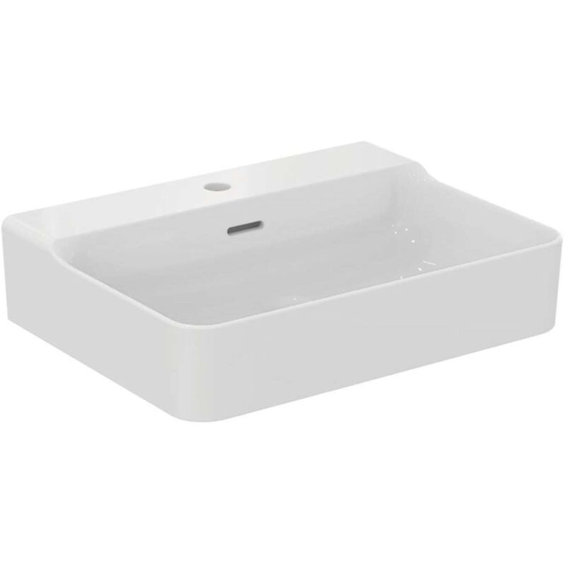 foto del prodotto standard conca ceram - lavabo da appoggio 60x45 cm, con troppopieno, foro per miscelatore, bianco t381801 - ideal