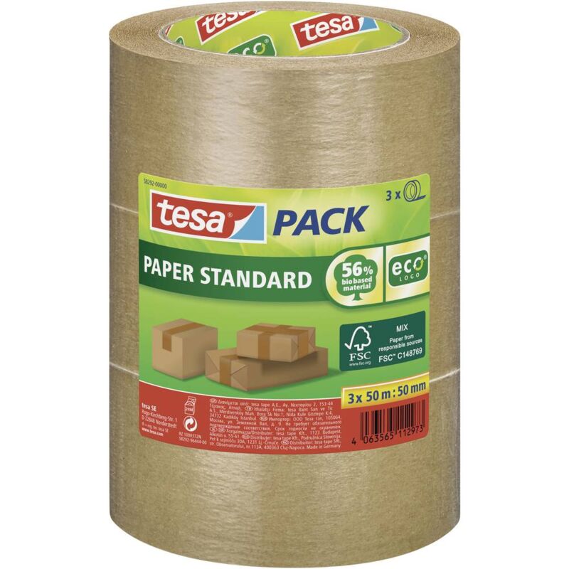 foto del prodotto standard ecologo 58292 nastro da imballo marrone l x l 50 m x 50 mm 3 pz. tesa