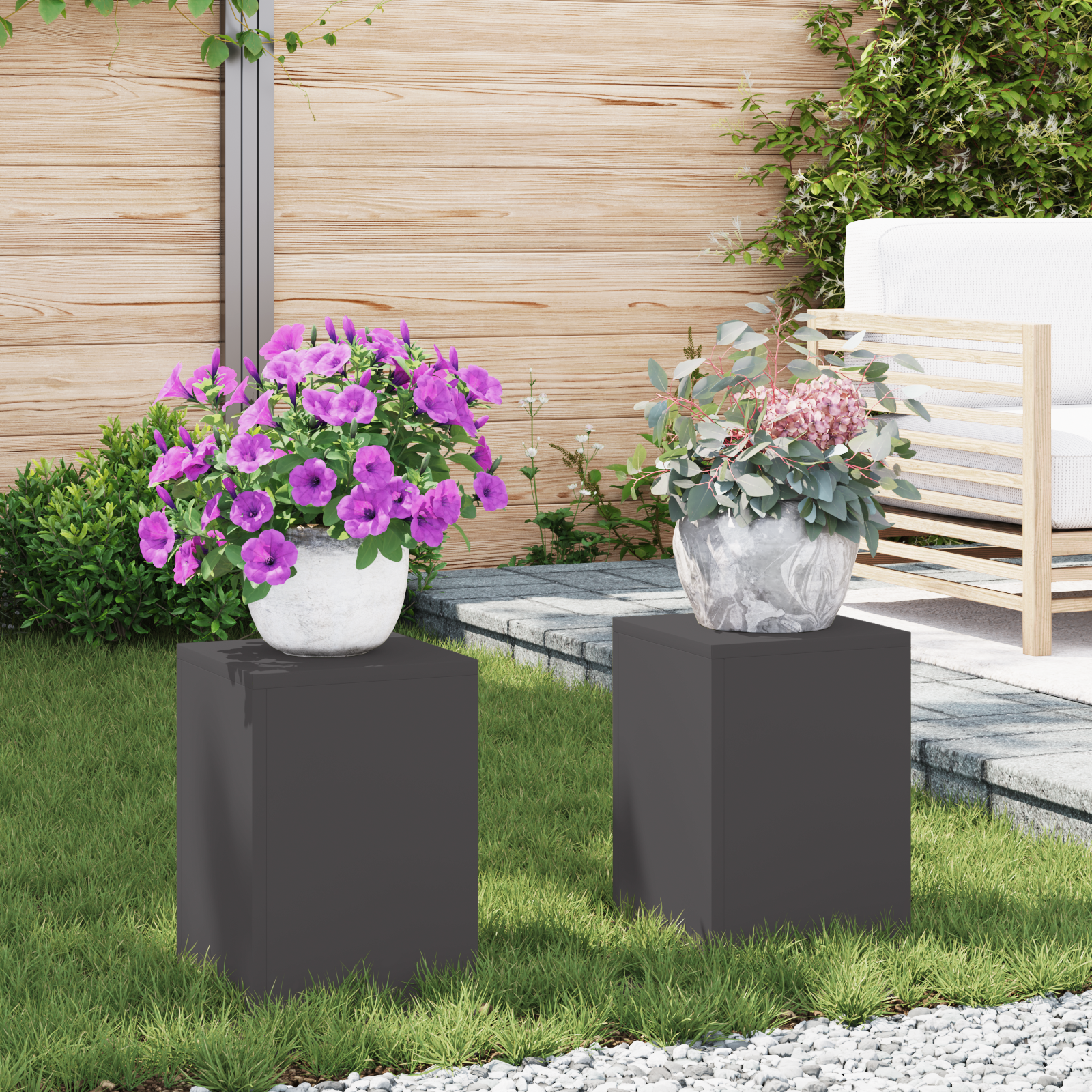 foto del prodotto stands per piante da esterno pilastri 2 pz nero 24x24x35 cm acciaio
