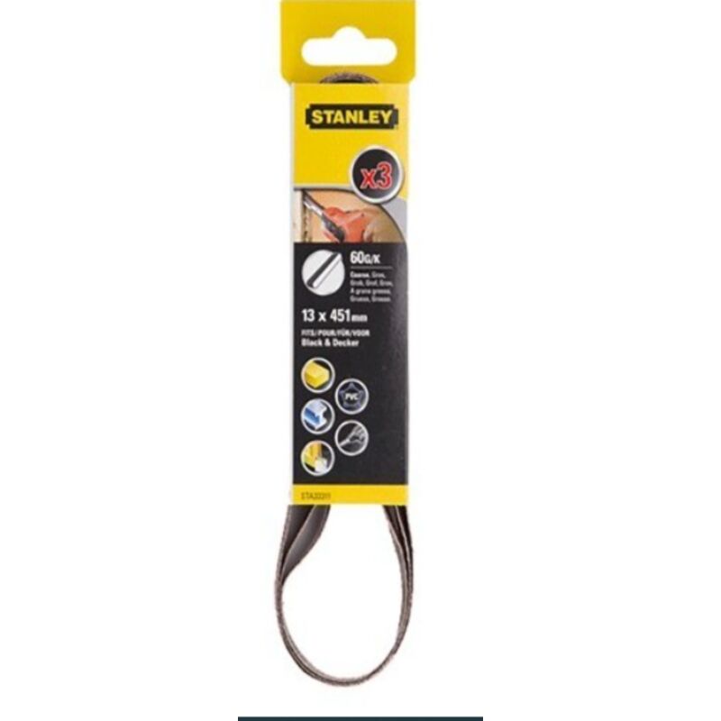 foto del prodotto stanley 3 nastri tela brasivi per limaelettrica 6x451mm grana 60