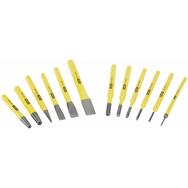 foto del prodotto stanley 4 18 299 set 12 pezzi cacciachiodi, scalpelli per meccanico e cacciaspine