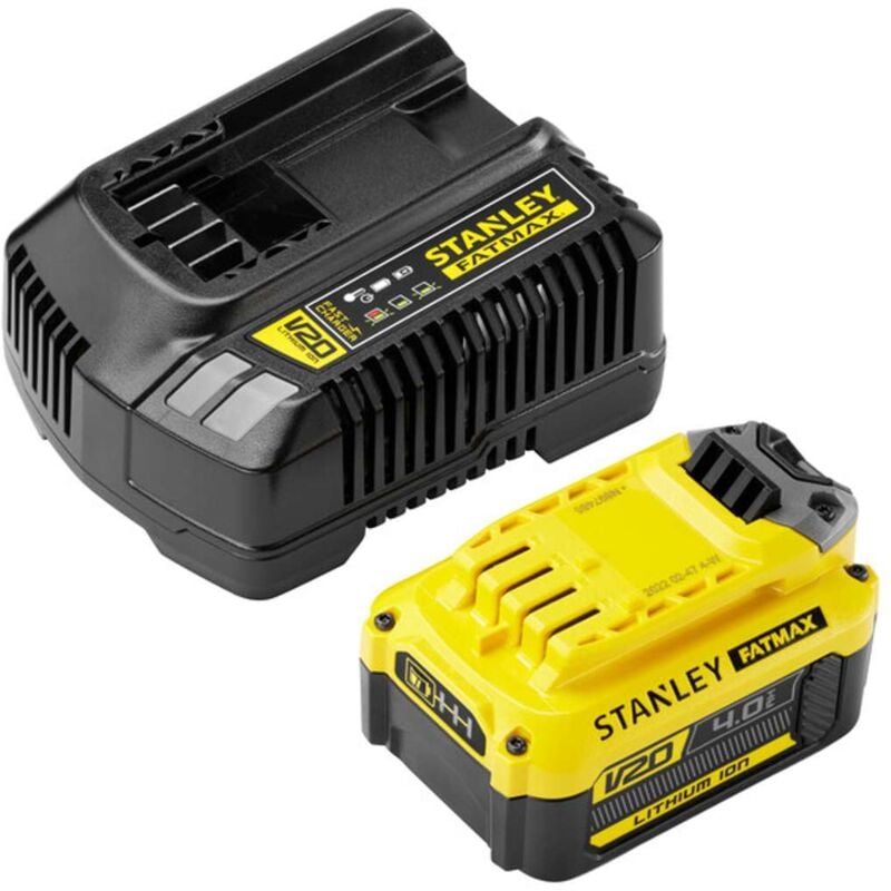 foto del prodotto stanley accessori set di caricabatterie da 4a e 1x batteria 18 v li ion 4,0 ah sfmcb14m1 qw