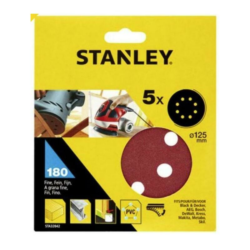 foto del prodotto stanley black decker 5 fogli velcro rotorbitale grana fina180 sta32042 xj