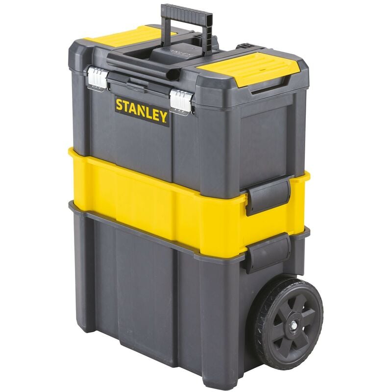 foto del prodotto stanley carrello trolley porta attrezzi e minuterie con 3 livelli di stoccaggio e lucchettabile professionale