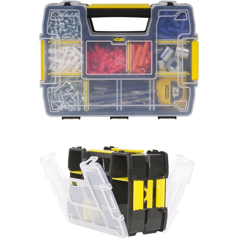 foto del prodotto stanley cassetta portaminuterie e viti con scompartimenti modulari organizer stst1 71197