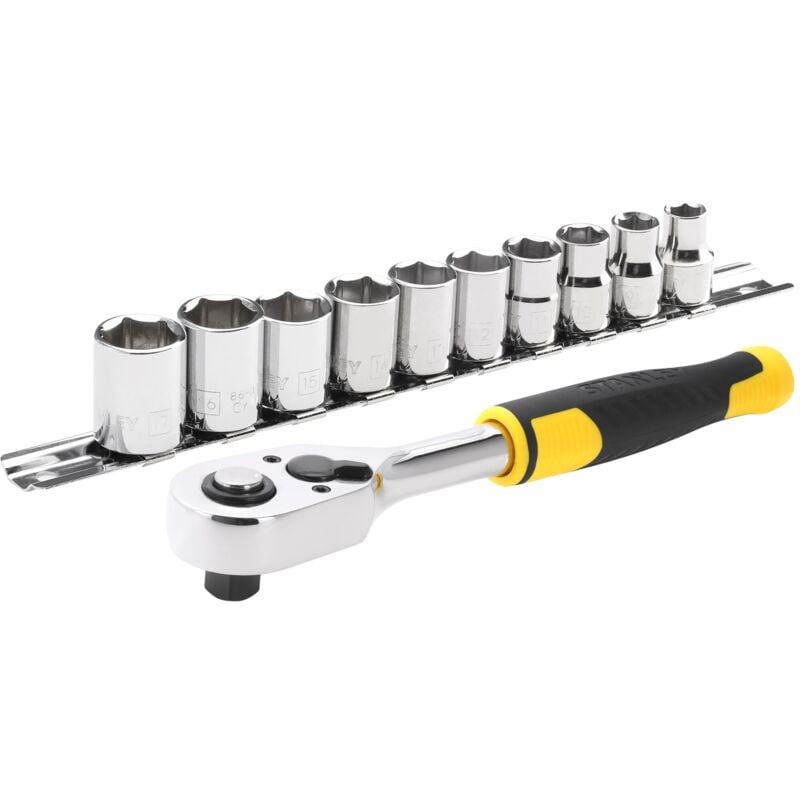 foto del prodotto stanley cricchetto 72 denti 3 8 10 bussole stmt82670 0 set 11 pezzi