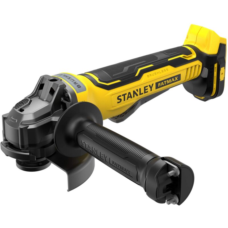 foto del prodotto stanley fatmax, smerigliatrice angolare brushless v20 18v unit senza batteria e caricabatterie, in scatola di cartone. sfmcg700b xj