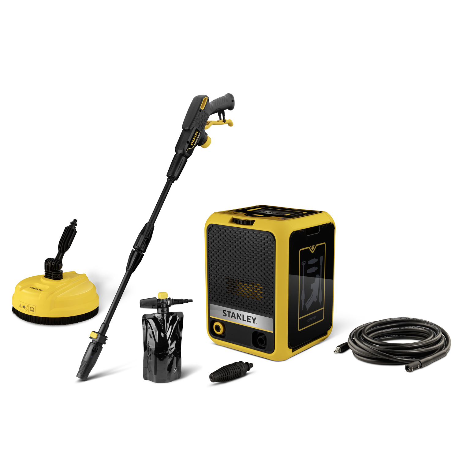 foto del prodotto stanley idropulitrice sxpw19cp, compatta, ad alta pressione, per auto ed esterni casa, con lavapavimenti, pressione max. 150 bar, portata max. 460 l h, potenza assorbita 1900 w