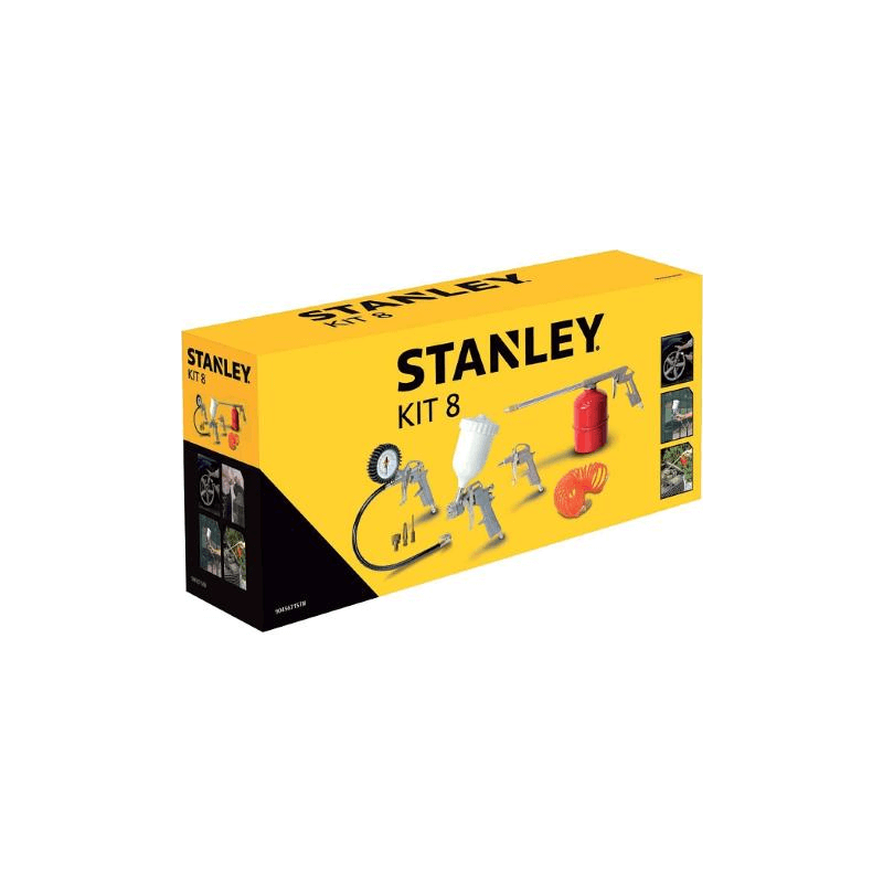 foto del prodotto stanley kit 8 utensili pneumatici compressore aria soffiaggio gonfiaggio aerografo