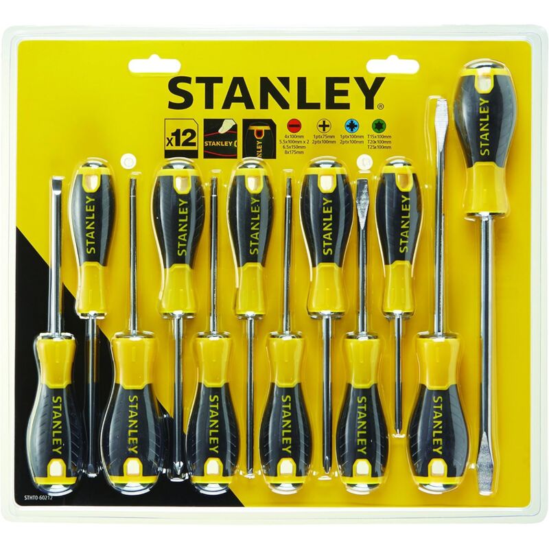 foto del prodotto stanley set 12 giraviti essential con lama al cromo vanadio stht0 60212