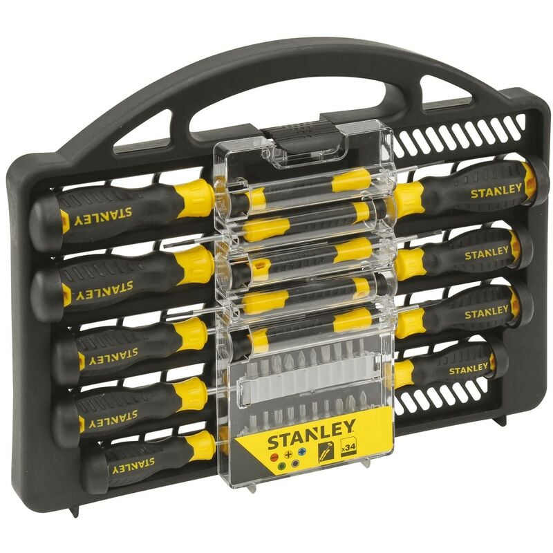 foto del prodotto stanley set 34 pz giraviti e inserti con valigetta e impugnatura bi materiale stht0 62141