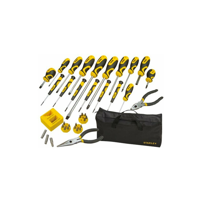 foto del prodotto stanley set 39 pezzi meccanica giraviti con inserti e borsa da lavoro per il trasporto stht0 62114